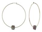 Betsey Johnson Gold Tone Hoop Earrings With Non-matching Owl Detail (multi) Earring