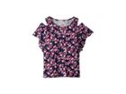 Splendid Littles Cold Shoulder Top (big Kids) (navy Floral) Girl's Clothing