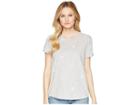 Lucky Brand All Over Embroidered Daisies Tee (heather Grey) Women's T Shirt