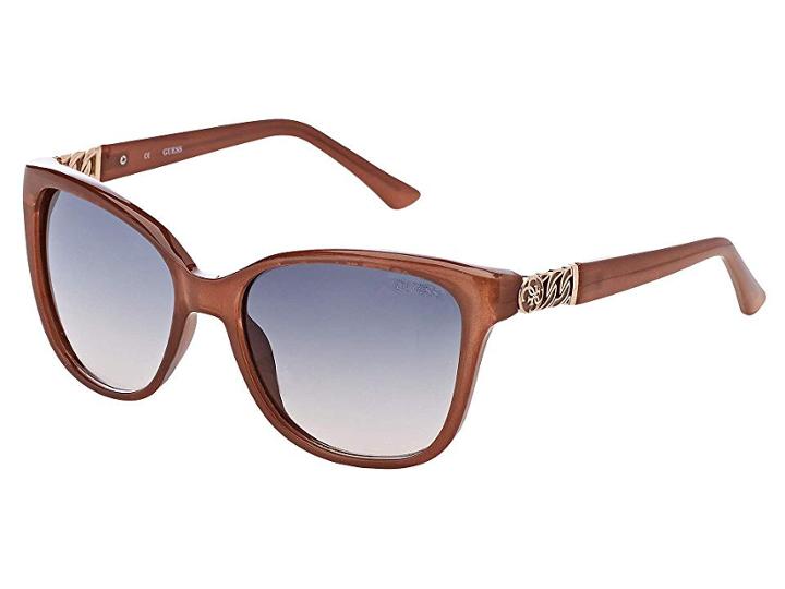 Guess Gu7385 (shiny Light Brown/gradient Smoke) Fashion Sunglasses