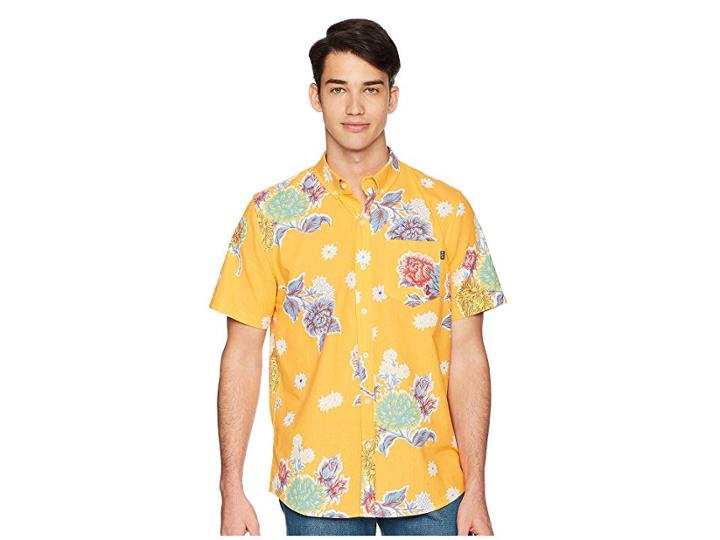 Huf Botanical Floral Short Sleeve Shirt (cantaloupe) Men's Clothing