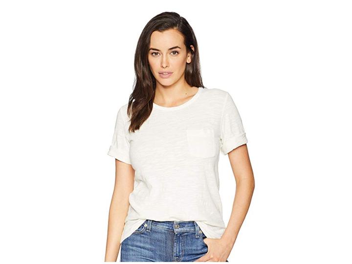 Lilla P Short Sleeve Pocket Tee (chalk) Women's Clothing