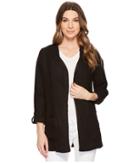 Three Dots Woven Linen Blazer (black) Women's Jacket