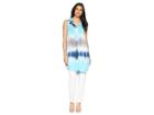 Mod-o-doc Printed Rayon Notch Collar Sleeveless Tunic (navy Tie-dye) Women's Blouse