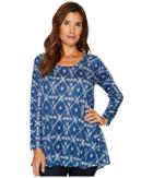 Nally & Millie Blue Ikat Print Tunic (multi) Women's Clothing
