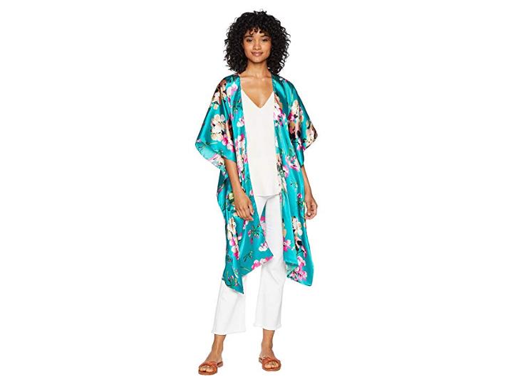 Steve Madden Asian Floral Print Kimono (turquoise) Women's Clothing
