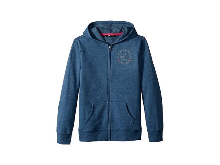 The North Face Kids Logowear Full Zip Hoodie (little Kids/big Kids) (blue Wing Teal Heather (prior Season)) Girl's Sweatshirt
