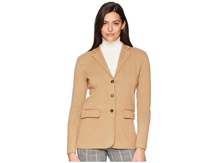 Lauren Ralph Lauren Cotton Blazer (classic Camel) Women's Jacket