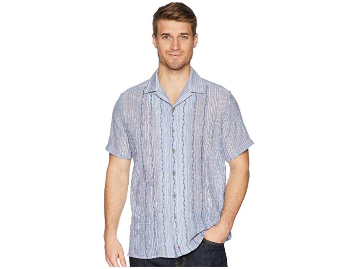 Robert Graham Tarpon Short Sleeve Woven Shirt (navy) Men's Clothing