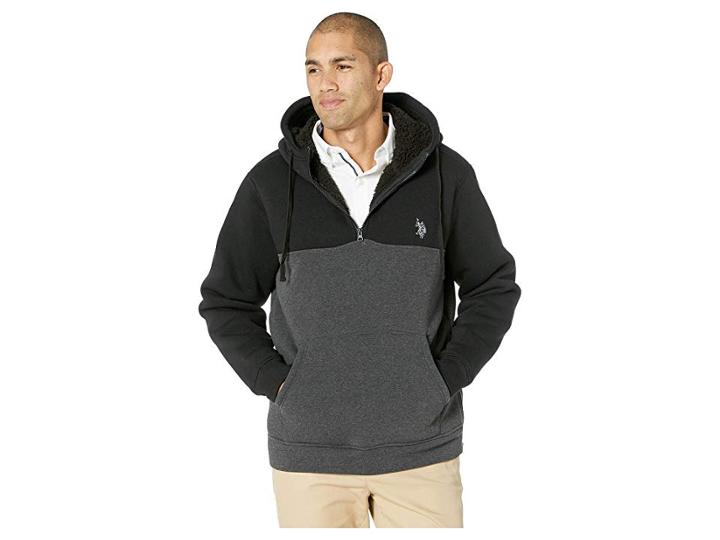 U.s. Polo Assn. 1/2 Zip Color Block Hoodie (black) Men's Sweatshirt