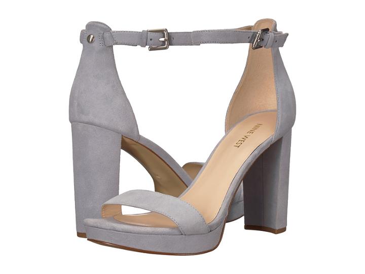 Nine West Dempsey Platform Heel Sandal (powder Blue Isa Kid Suede) Women's Shoes