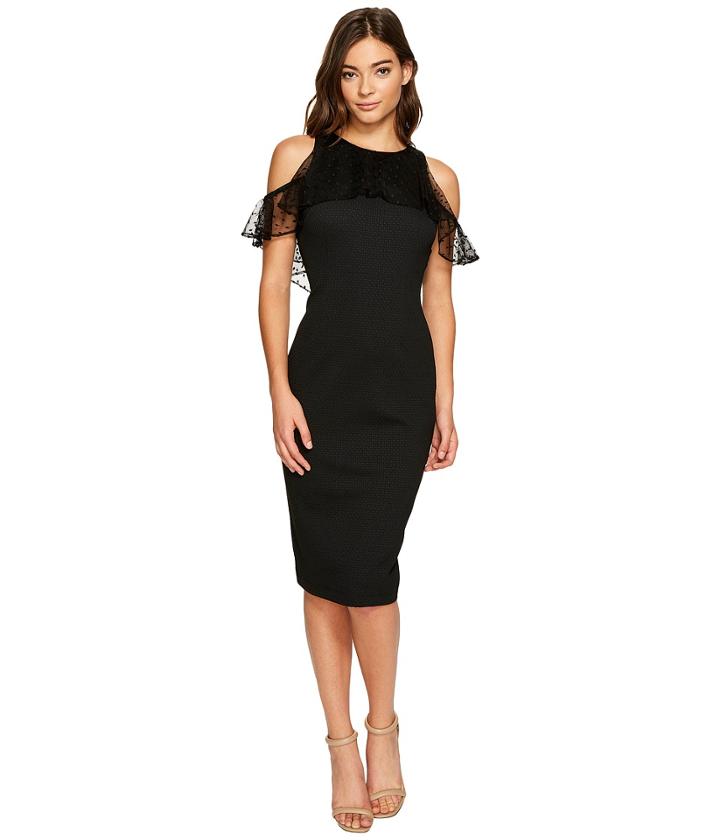 Christin Michaels Macy Sleeveless Lace Ruffle Dress (black) Women's Dress
