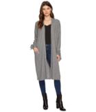 1.state Tie Sleeve Long Cardigan (pewter Heather) Women's Sweater
