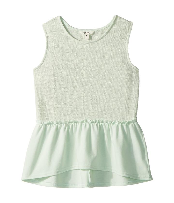 Maddie By Maddie Ziegler Smocked Sleeveless Tee (big Kids) (green) Girl's Sleeveless