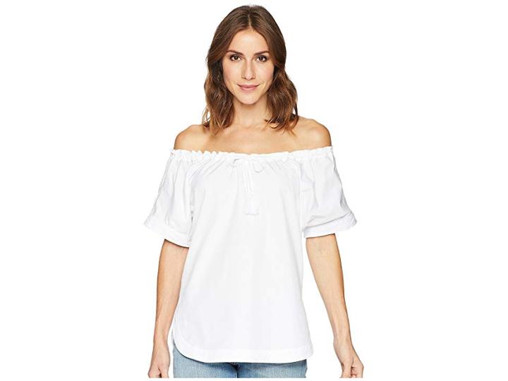 Lauren Ralph Lauren 80s Cotton Broadcloth Short Sleeve Shirt (white) Women's Clothing