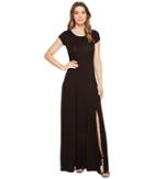 Michael Michael Kors Cap Sleeve Slit Maxi Dress (black) Women's Dress