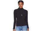 Spyder Shimmer Zip T-neck Top (black/black) Women's Long Sleeve Pullover