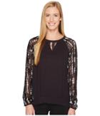 Lucy Be Still Long Sleeve (lucy Black/fossil Hatchwork Print) Women's Clothing