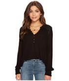 Lucky Brand Embroidered Henley (lucky Black) Women's Clothing