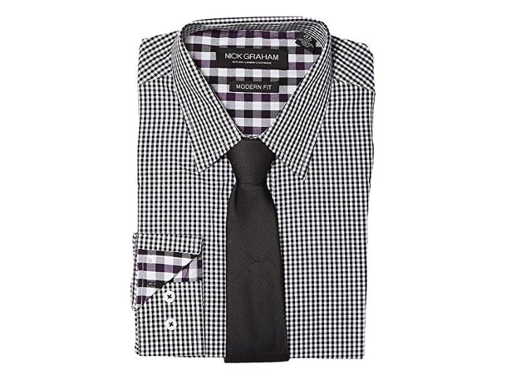 Nick Graham Mini Gingham Check (black) Men's Clothing