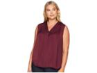 Vince Camuto Specialty Size Plus Size Sleeveless V-neck Rumple Blouse (cabernet) Women's Blouse