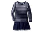 Polo Ralph Lauren Kids Striped Terry-tulle Dress (little Kids) (french Navy/white) Girl's Dress
