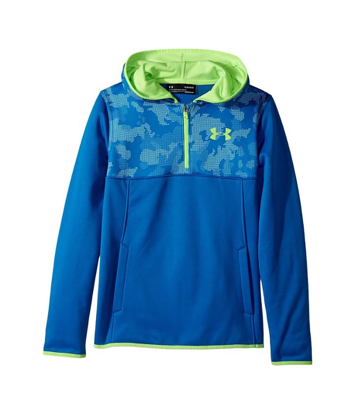 Under Armour Kids Armour Fleece 1/4 Zip Hoodie (big Kids) (cruise Blue/cruise Blue/quirky Lime) Boy's Sweatshirt