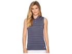 Nike Golf Dry Sleeveless Striped Polo (thunder Blue/light Carbon/flat Silver) Women's Sleeveless