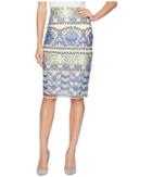 Eci Floral Print Obsessed Midi Skirt (blue) Women's Skirt