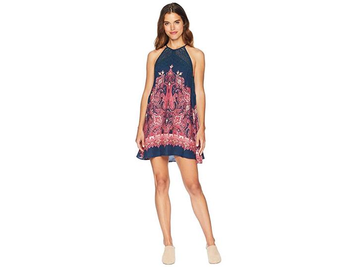 Free People Shea Printed Mini Dress (navy) Women's Dress