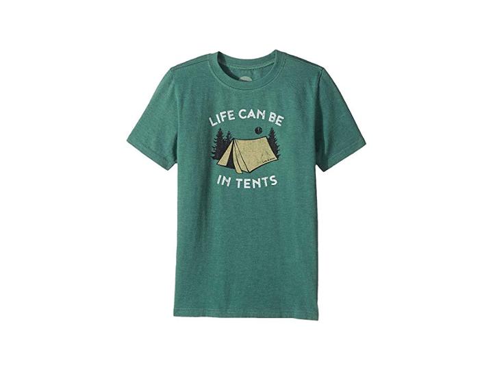 Life Is Good Kids Life Can Be In Tents Crusher Tee (little Kids/big Kids) (heather Forest Green) Boy's T Shirt