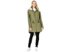 Juicy Couture Long Parka With Faux Fur Hood (dusty Olive) Women's Clothing