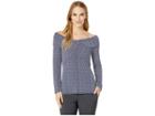 Michael Michael Kors Bud Over The Shoulder Cross Long Sleeve Top (true Navy/white) Women's Clothing