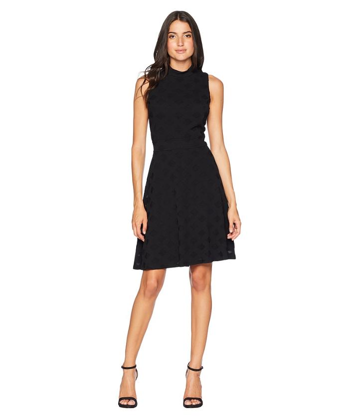 Nine West Sleeveless Mockneck Fit Flare Dress (black) Women's Dress