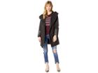 Via Spiga Oversized Hooded Shawl Collar Woven Lightweight Raincoat With Faux Leather Detail (black) Women's Coat