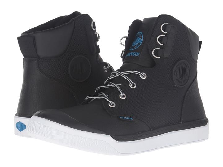 Palladium Pallarue Hi Cuff Wp (black/white) Men's Lace Up Casual Shoes