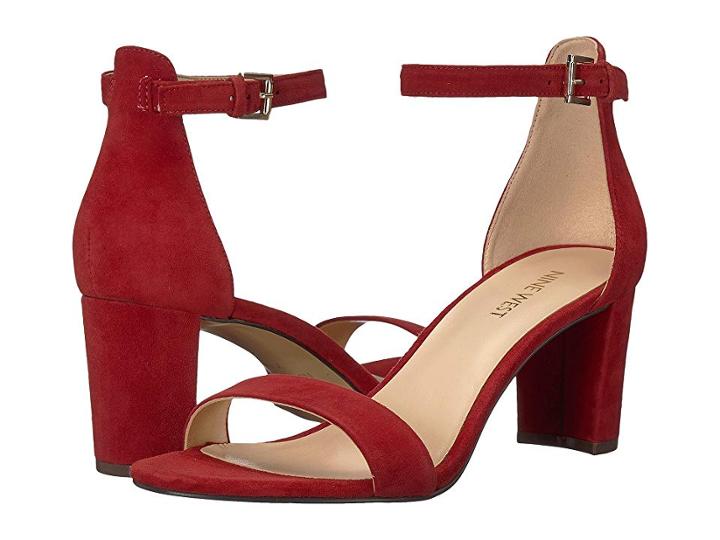Nine West Pruce Block Heel Sandal (ruby Red Isa Kid Suede) High Heels