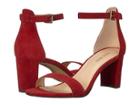 Nine West Pruce Block Heel Sandal (ruby Red Isa Kid Suede) High Heels