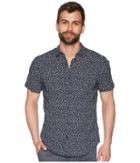 Tommy Jeans Micro Print Short Sleeve Button Down Shirt (ladder Ditsy/black Iris) Men's Clothing