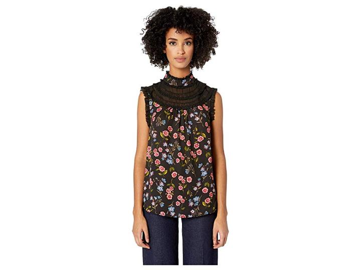 Kate Spade New York Wild Ones Meadow Lace Trim Top (black) Women's Clothing