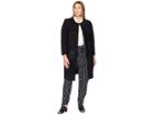 Calvin Klein Plus Plus Size Long Jacket W/ Suede Faux Leather (black) Women's Coat
