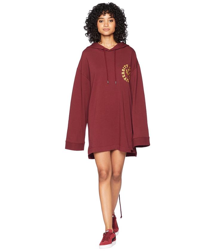 Puma Long Sleeve Back Lacing Hoodie (tawny Port) Women's Sweatshirt