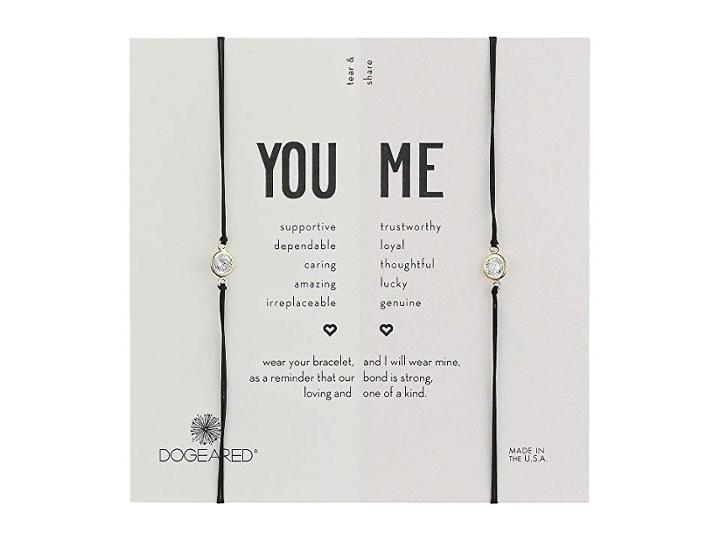 Dogeared You + Me, Crystal On Black Cord Friendship Bracelets, Set Of 2 (gold Dipped/black) Bracelet