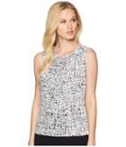 Calvin Klein Printed Pleat Neck Cami (black/white) Women's Clothing