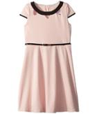 Us Angels Cap Sleeve Fit Flare Textured Knit Dress With Cut Outs (big Kids) (peach) Girl's Dress