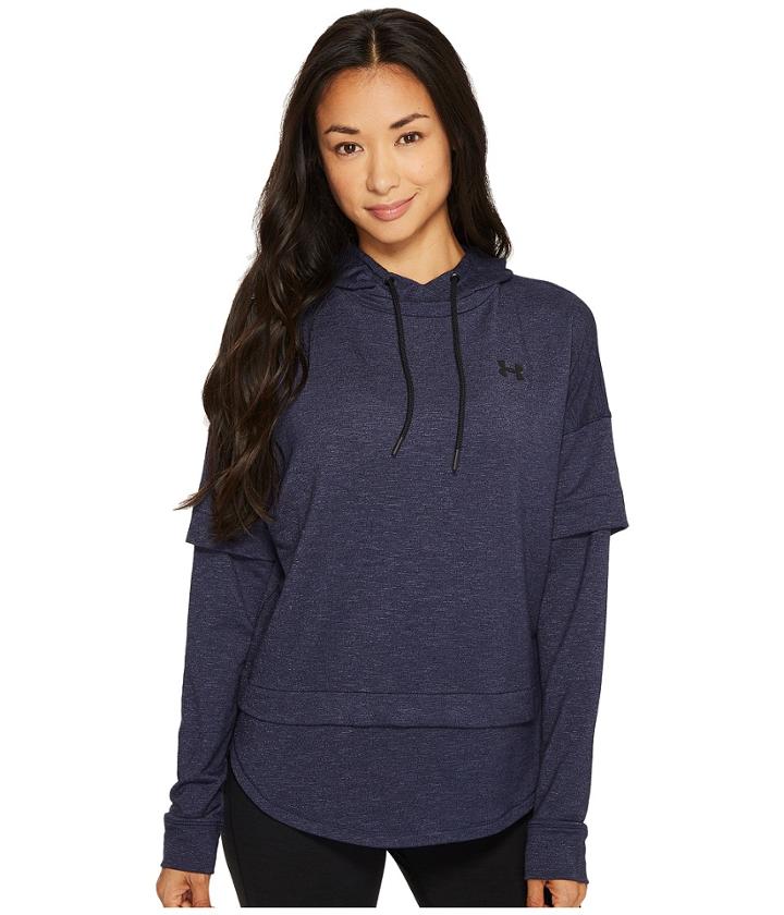 Under Armour Featherweight Fleece 2-in-1 (midnight Navy/black) Women's Sweatshirt