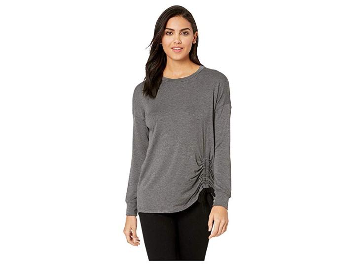 Kensie Drapey French Terry Sweatshirt Ksdk3776 (heather Dark Grey) Women's Sweatshirt