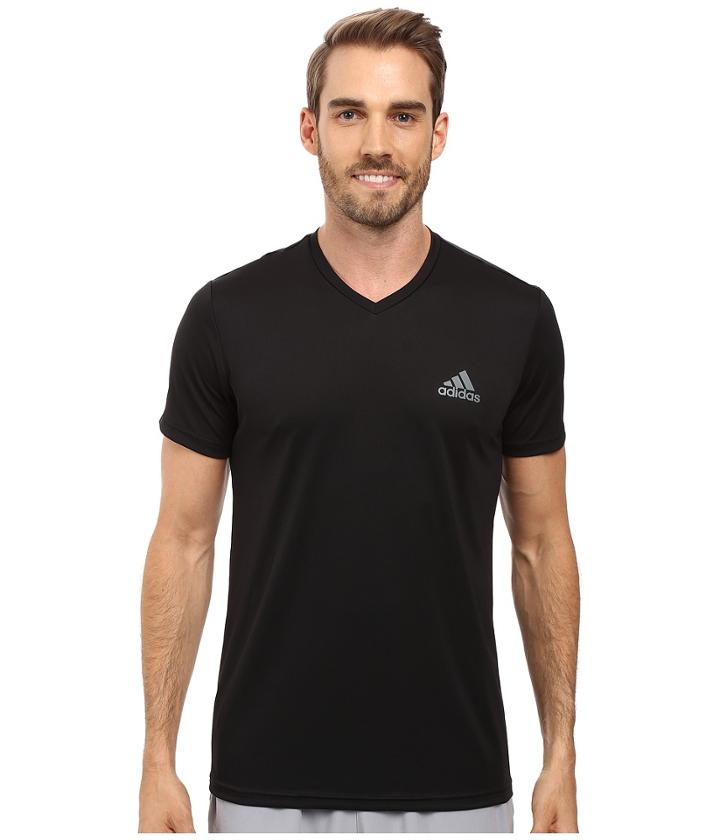 Adidas Essential Tech V-neck Tee (black/vista Grey) Men's T Shirt
