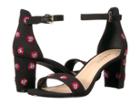 Nine West Pruce Block Heel Sandal (black Multi/black Embroidered Ditsy Cabbage Floral Lightweight) High Heels