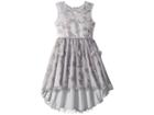Nanette Lepore Kids Lurex Tulle High-low Dress W/ 3d Flowers (little Kids/big Kids) (silver) Girl's Dress